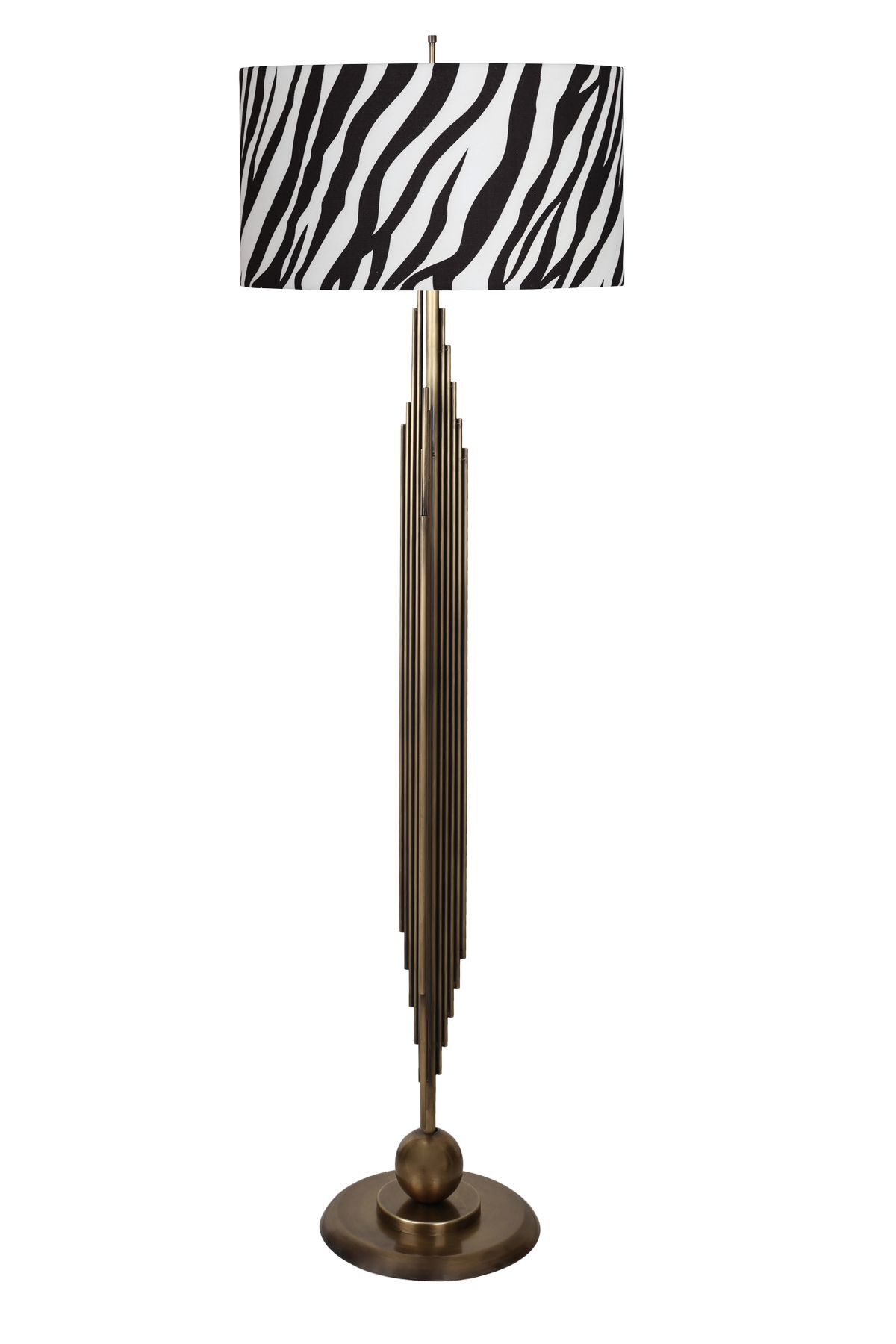 Marche Eskitme Mat Gold Kaplama Metal Lambader - Zebra