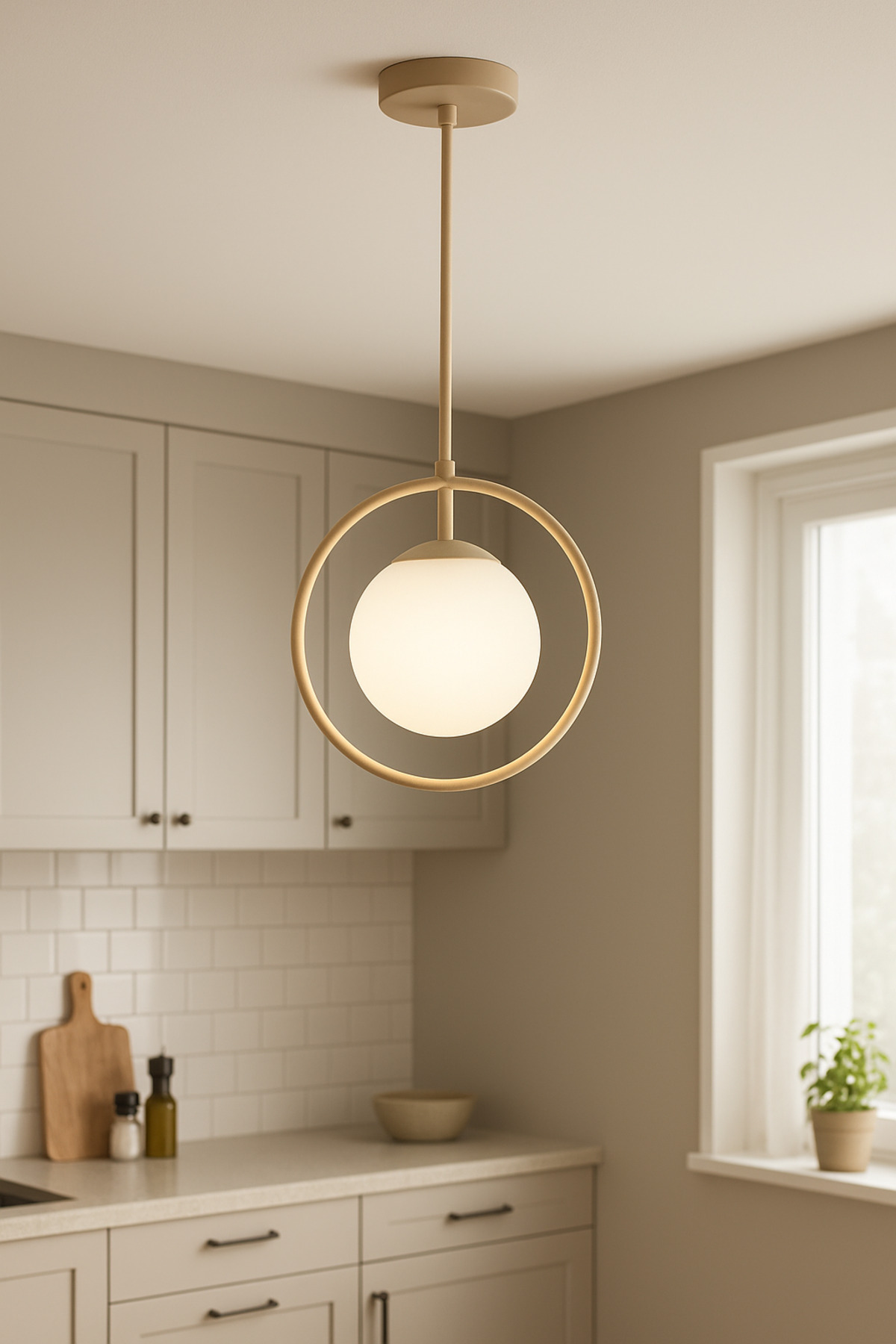 Halo Onze –Krem Metal Tekli Cam Sarkıt Avize