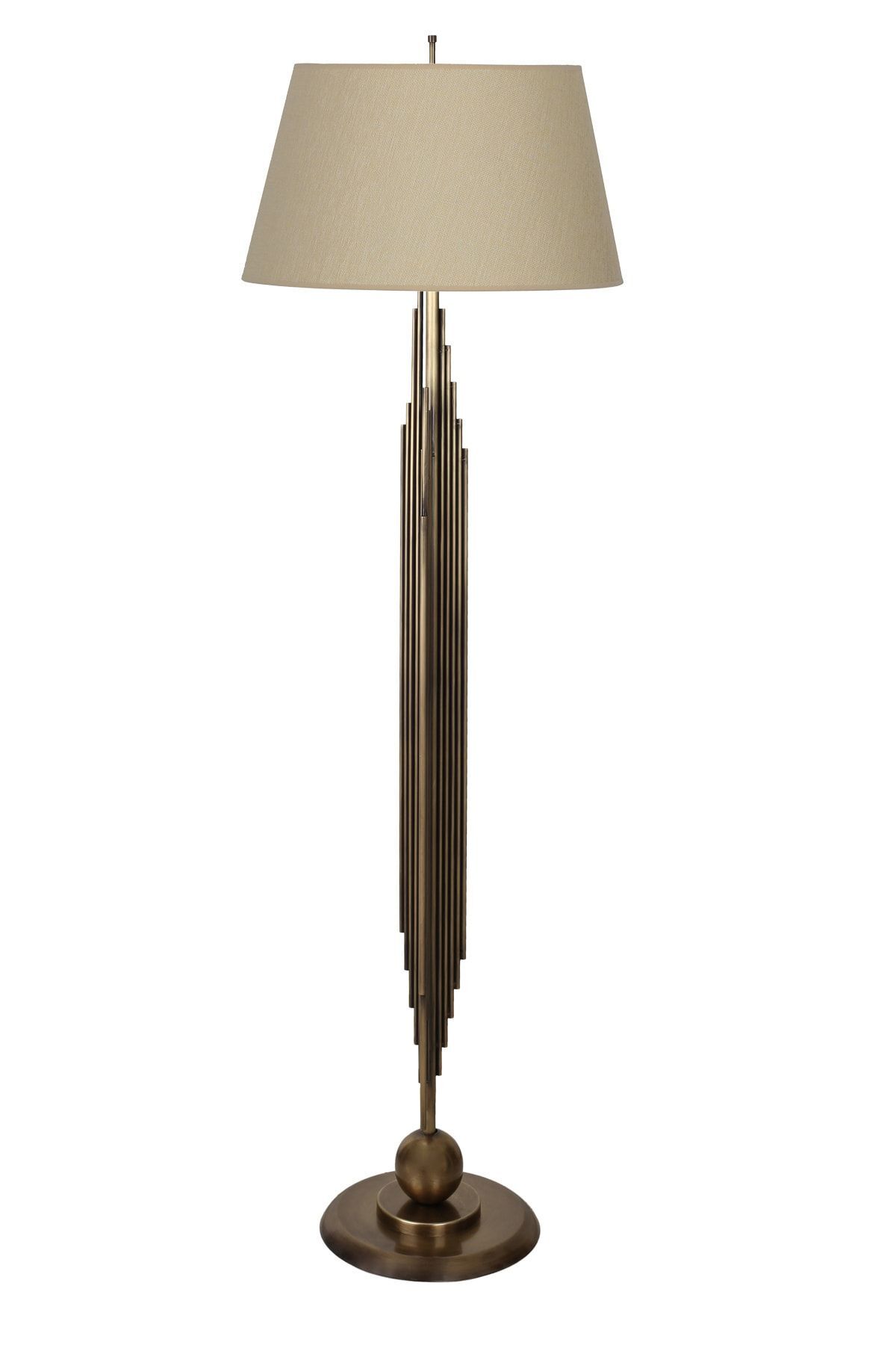 Marche Eskitme Mat Gold Kaplama Metal Lambader - Hasır Bej