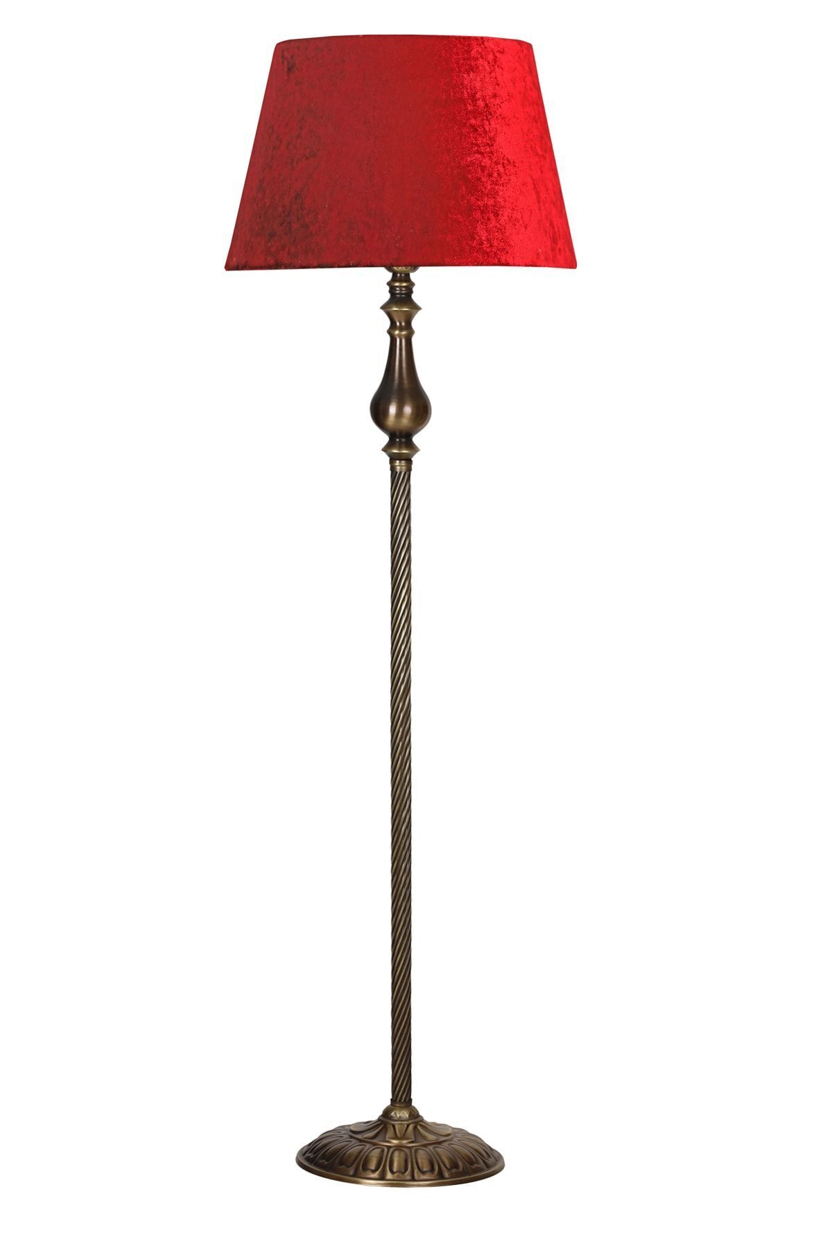 Madelyn Eskitme Burgulu Metal Lambader - Kırmızı Kadife