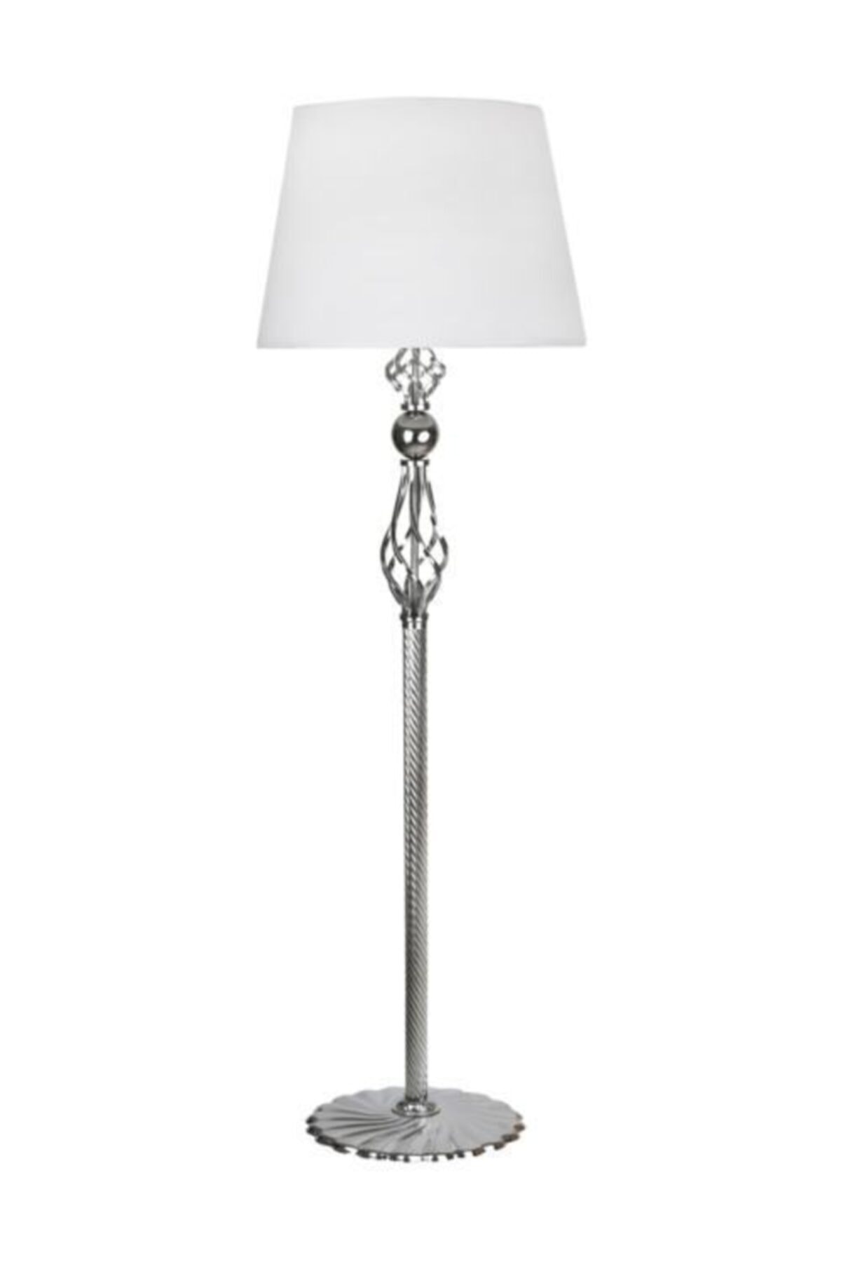 Krom Kaplama Şelale Paslanmaz Metal Modern Lambader -  Beyaz