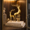 Atelier Aurora Pirinç Geyik Biblo Seti – Gold Lüks Salon ve Ofis Dekorasyonu İkili Aksesuar