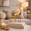 Atelier Aurora Pirinç Geyik Biblo Seti – Gold Lüks Salon ve Ofis Dekorasyonu İkili Aksesuar