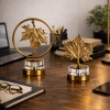 Altara Gold Yaprak Dekoratif Obje Seti 2’li – Metal Cam Masa Üstü Ofis ve Salon Dekoru