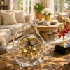 Premium Kristal Masa Saati Gold Mekanik İskelet Dekoratif Ofis Salon Masaüstü Saat