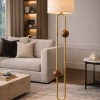 Cevora Gold Ceviz Detaylı Modern Lambader 160 cm Mermer Taban Salon Lambader