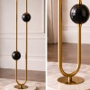 Liora Gold Mermer Taban Modern Lambader 160 cm Siyah Küre Detaylı Salon Lambader