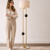 Liora Gold Mermer Taban Modern Lambader 160 cm Siyah Küre Detaylı Salon Lambader
