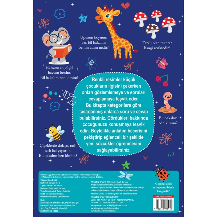 İlginç Sorular Kitabı Lacivert - Hayvanlar, Böcekler, Orman, Kuşlar, Deniz