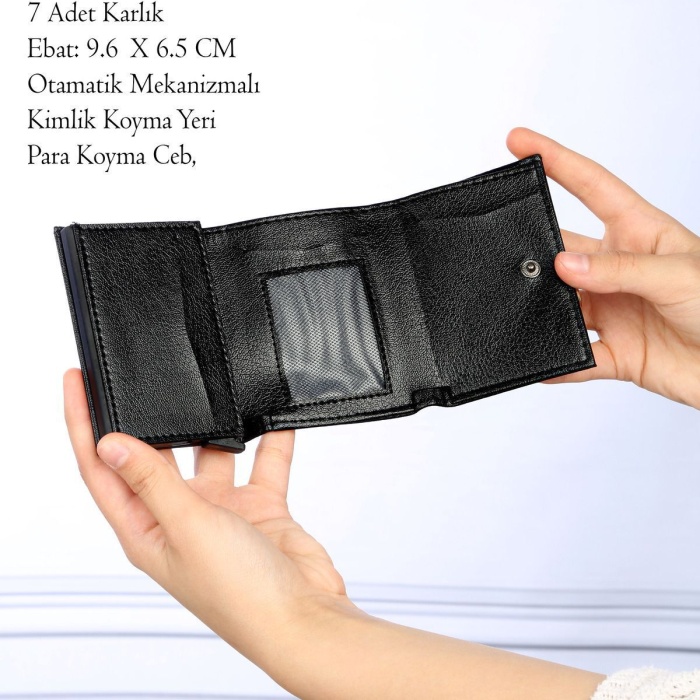 Rfid Korumalı Mekanizmalı Siyah Çıtçıtlı Otomatik Alüminyum