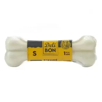 Delibon Deri Pres Vakumlu Kemik Köpek Ödülü Beyaz 12 Cm 1 Adet