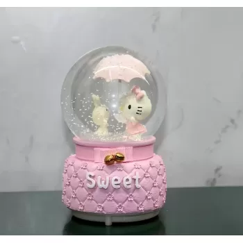 Hello Kitty Işıklı Müzikli Kar Küresi Orta Boy Alk3042