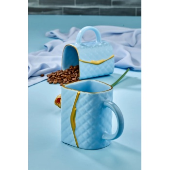 Çanta Şeklinde Lüx Seramik Gold Varaklı Tekli Kupa, Mug, Kupa Takımı, Nescafe Fincanı