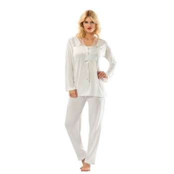 Ekru Penye Pijama Takımı