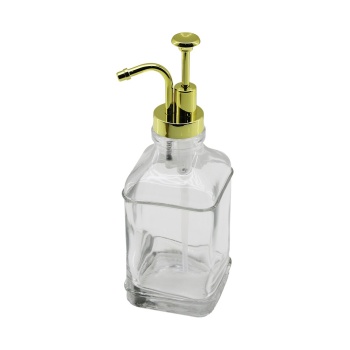 KARE CAM ŞİŞE - ŞEFFAF SIVI SABUNLUK 500ML POMPA - MUSLUK AYRIK MODEL BAŞLI (4434)