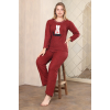 Kabartmalı İ̇nterlok Pijama Takımı Kırmızı