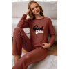 Kabartmalı İ̇nterlok Pijama Takımı Kiremit