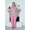 Büyük Beden İ̇nterlok Pijama Takımı Pembe