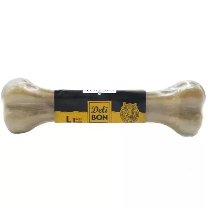 Delibon Deri Pres Vakumlu Kemik Köpek Ödülü Naturel 22 Cm 1 Adet