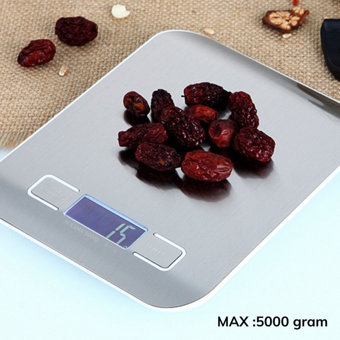 TF 1002 Hassas Ölçümlü Maksimum 5 Kg Kapasiteli Led Ekran Platin Dijital Mutfak Tartısı (4434)