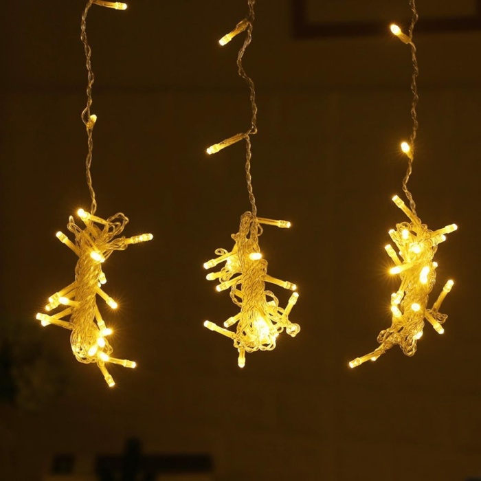 8 Fonksiyonlu 200 Led 10 Saçak Şerit Led 2x2 Perde İp Led (Gün Işığı) (4434)