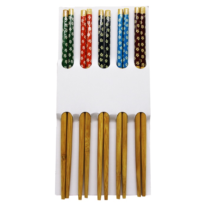 BAMBOO CHOPSTİCKS DESENLİ BAMBU 10 PARÇA  STICK ÇİN ÇUBUK SUŞİ KAŞIK (4434)