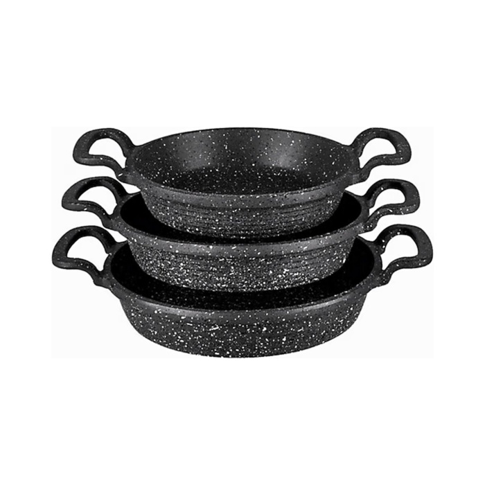 YENİ 3PCS - KUTULU  KULPLU DÖKÜM SAHAN TAVA SET (4434)