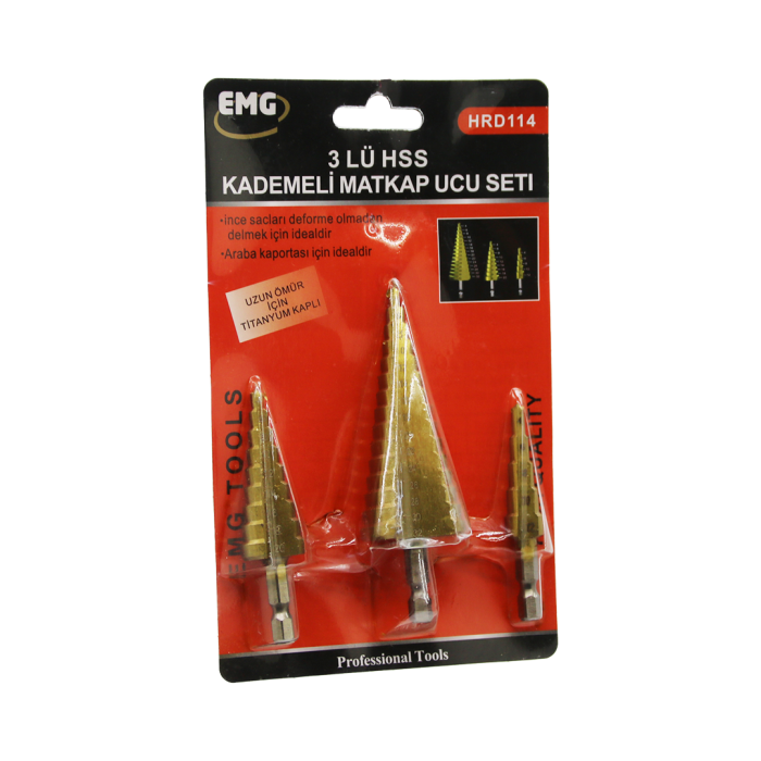 3 PARÇA  HSS KADEMELİ MATKAP UCU SET (4434)