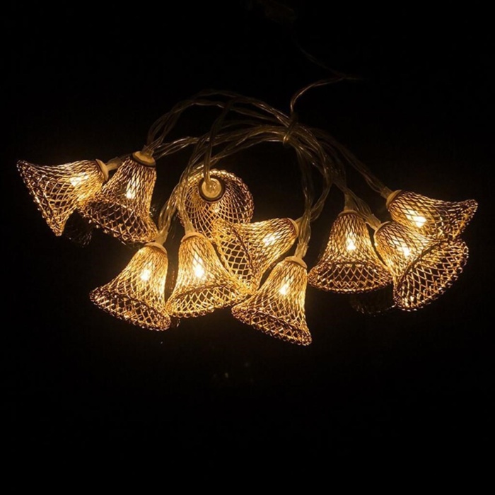 Parti ve Özel Gün Dekorasyonu Çan Şeklinde Metal Şerit Led Işık (4434)