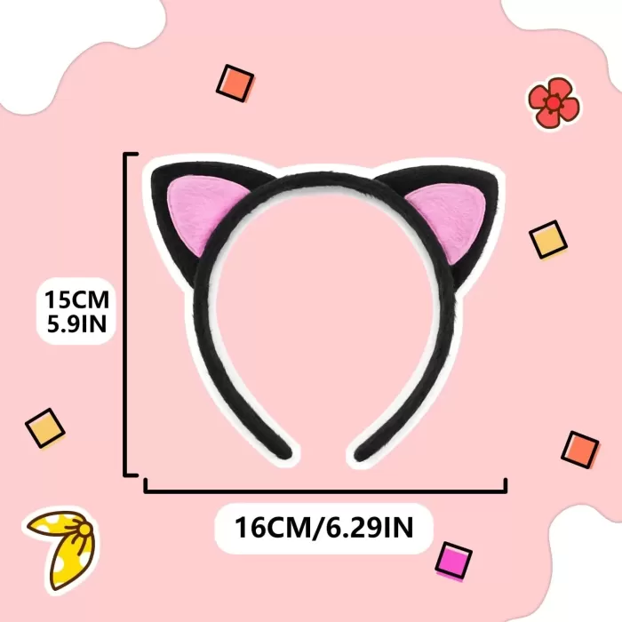 Kedi Kulak Taç Etek Kuyruk Ve Papyon 4 Lü Set Çocuk Pembe