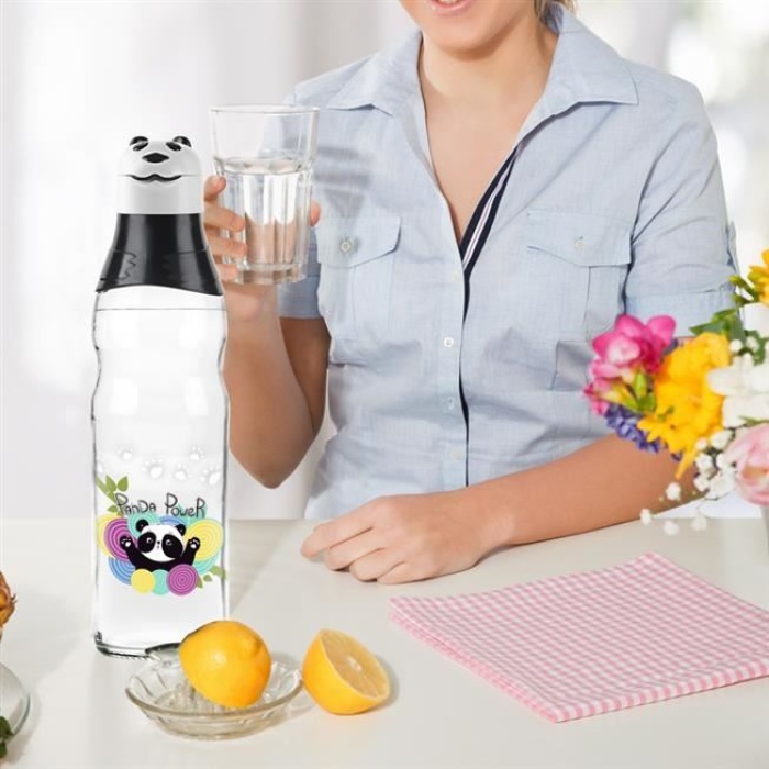 Sevimli Panda Tasarımlı Cam Suluk  Sızdırmaz 1000 ML (290290)