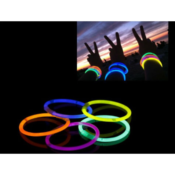 10 Adet Karanlıkta Işık Veren Bracelet Fosforlu Kırılan Çubuk Bileklik (290290)