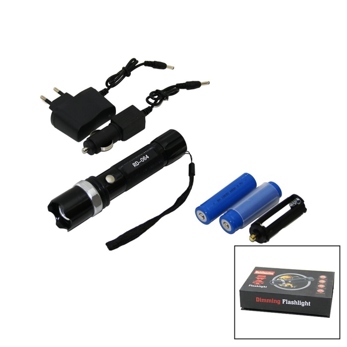 METAL GÖVDE ZOOMLU EL FENERİ FİŞ - OTO ÇAKMAKLIK ŞARJLI+YEDEK PİLLİ - 3 İNCE PİLLİ 3W LED (4434)