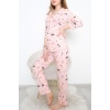Önü Düğmeli Pijama Takımı Somon - 150.1287.