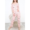 Önü Düğmeli Pijama Takımı Somon - 150.1287.
