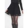 Pileli Dantelli Mini Etek Siyah - 12368.148.