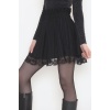 Pileli Dantelli Mini Etek Siyah - 12368.148.