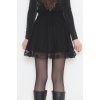 Pileli Dantelli Mini Etek Siyah - 12368.148.