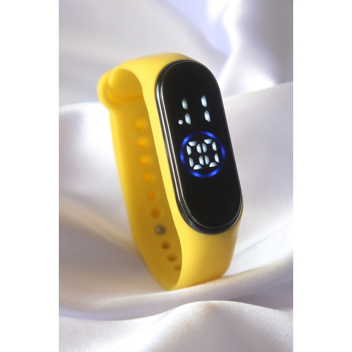 Sarı Renk Silikon Kordon Led Dokunmatik Saat