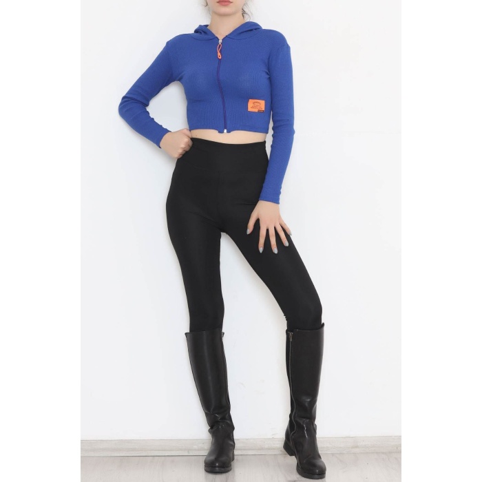 Kapşonlu Kaşkorse Bluz Saks - 11711.1567.