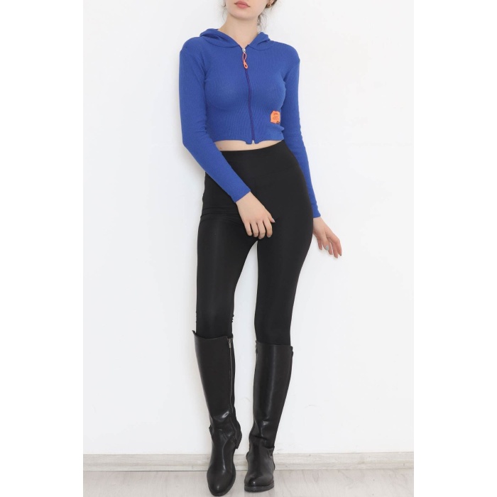 Kapşonlu Kaşkorse Bluz Saks - 11711.1567.