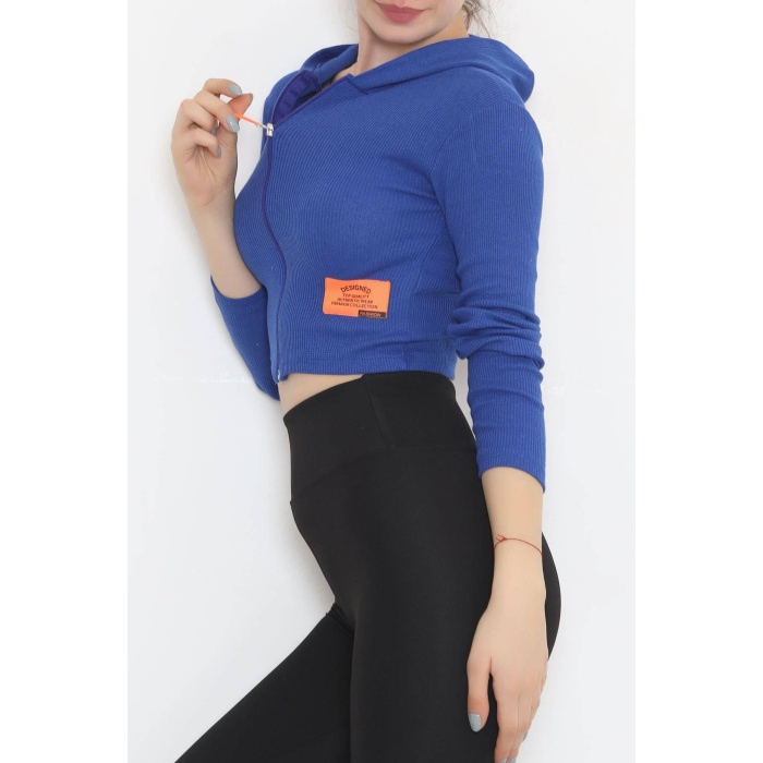 Kapşonlu Kaşkorse Bluz Saks - 11711.1567.