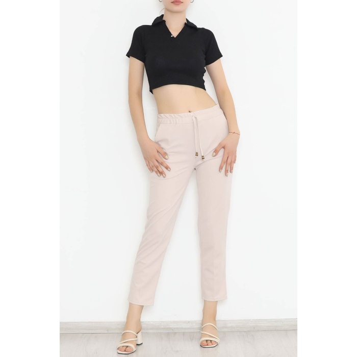 Beli Lastikli Pantolon Taş - 9189.1361.