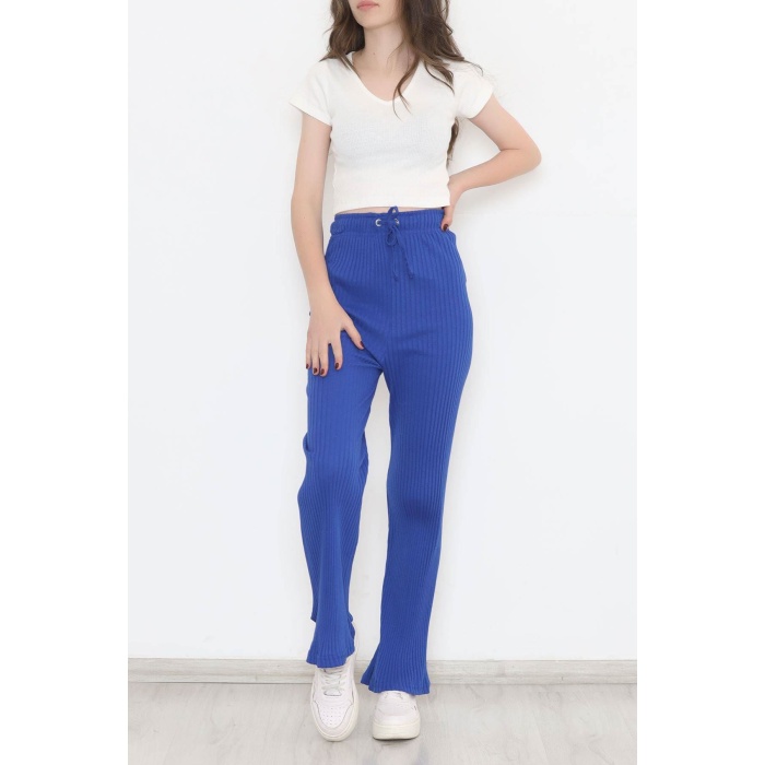 Kuşgözlü Fitilli Pantolon Saks - 12194.1567.
