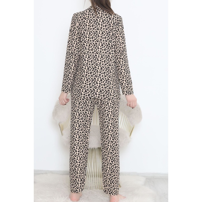 Düğmeli Süet Takım Leopar - 450.1287.