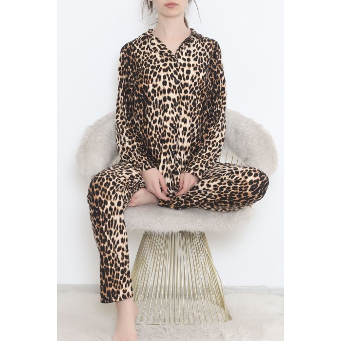 Düğmeli Süet Takım Leopar2 - 450.1287.