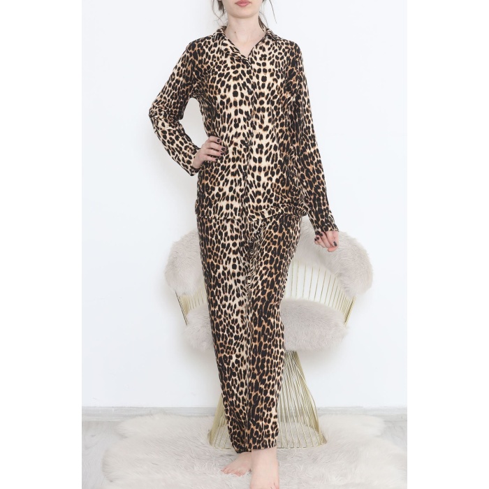 Düğmeli Süet Takım Leopar2 - 450.1287.