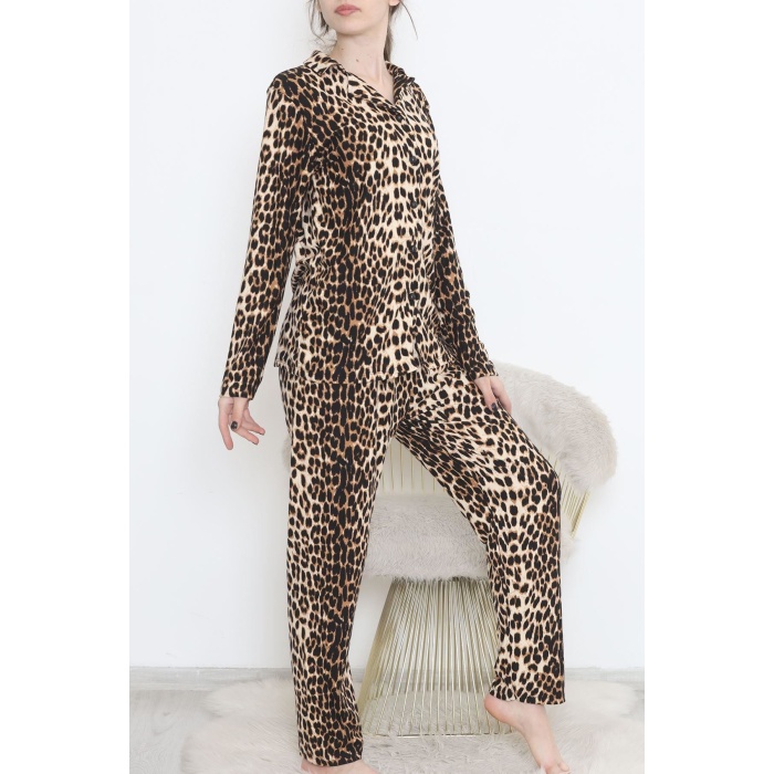 Düğmeli Süet Takım Leopar2 - 450.1287.