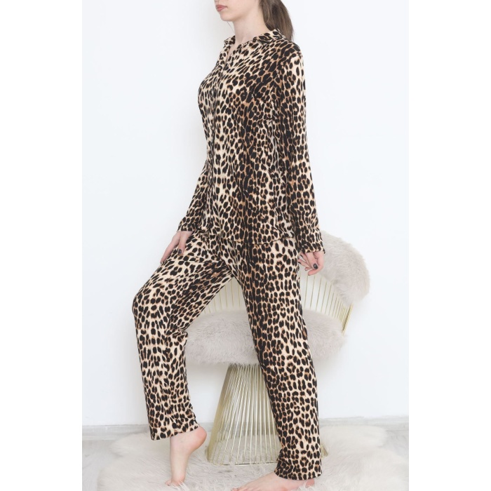 Düğmeli Süet Takım Leopar2 - 450.1287.