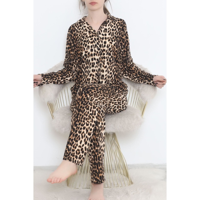 Düğmeli Süet Takım Leopar2 - 450.1287.